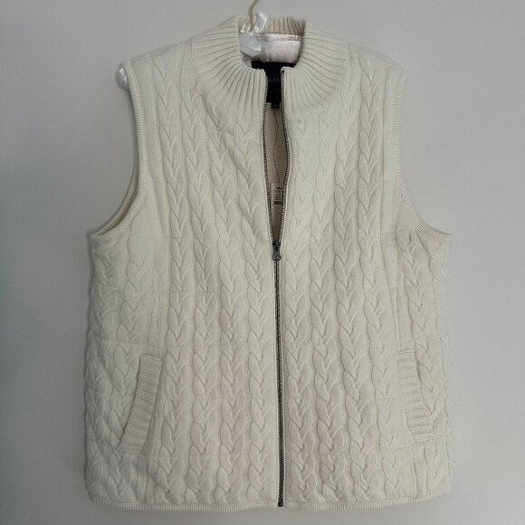 Talbots Cable Knit Quilted Sweater Puffer Vest - NWT - Large - Picture 2 of 7